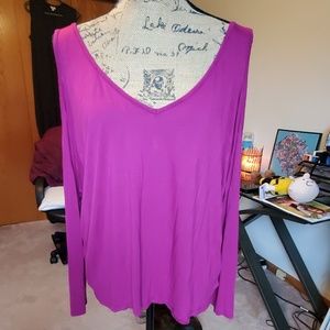 Express size XL cold shoulder blouse in magenta